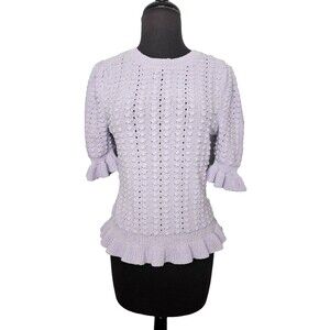 INC International Concepts Bobble Sweater Medium Purple Ruffles Coquette